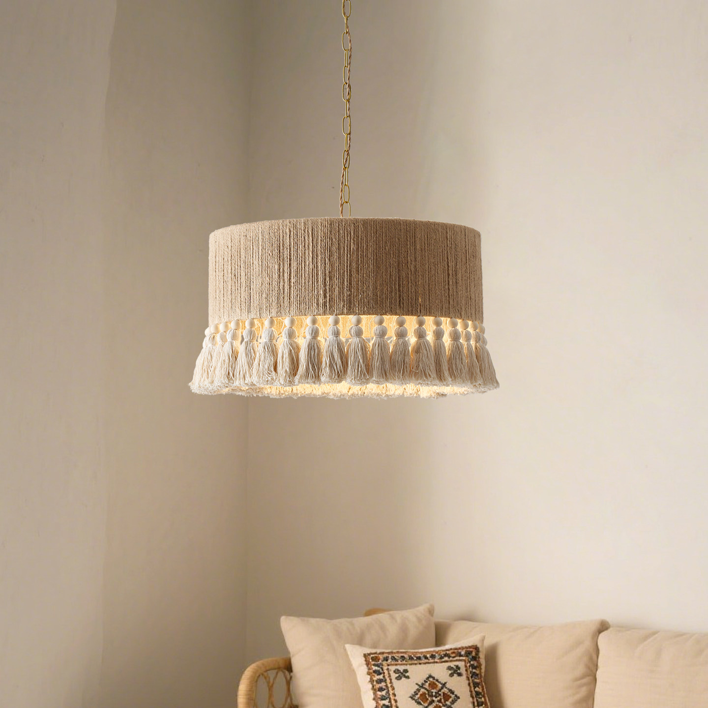 法式复古波西米亚中古麻绳流苏吊灯创意卧室餐厅装饰艺术灯,淘宝优惠券,粉丝福利购,淘宝优惠卷