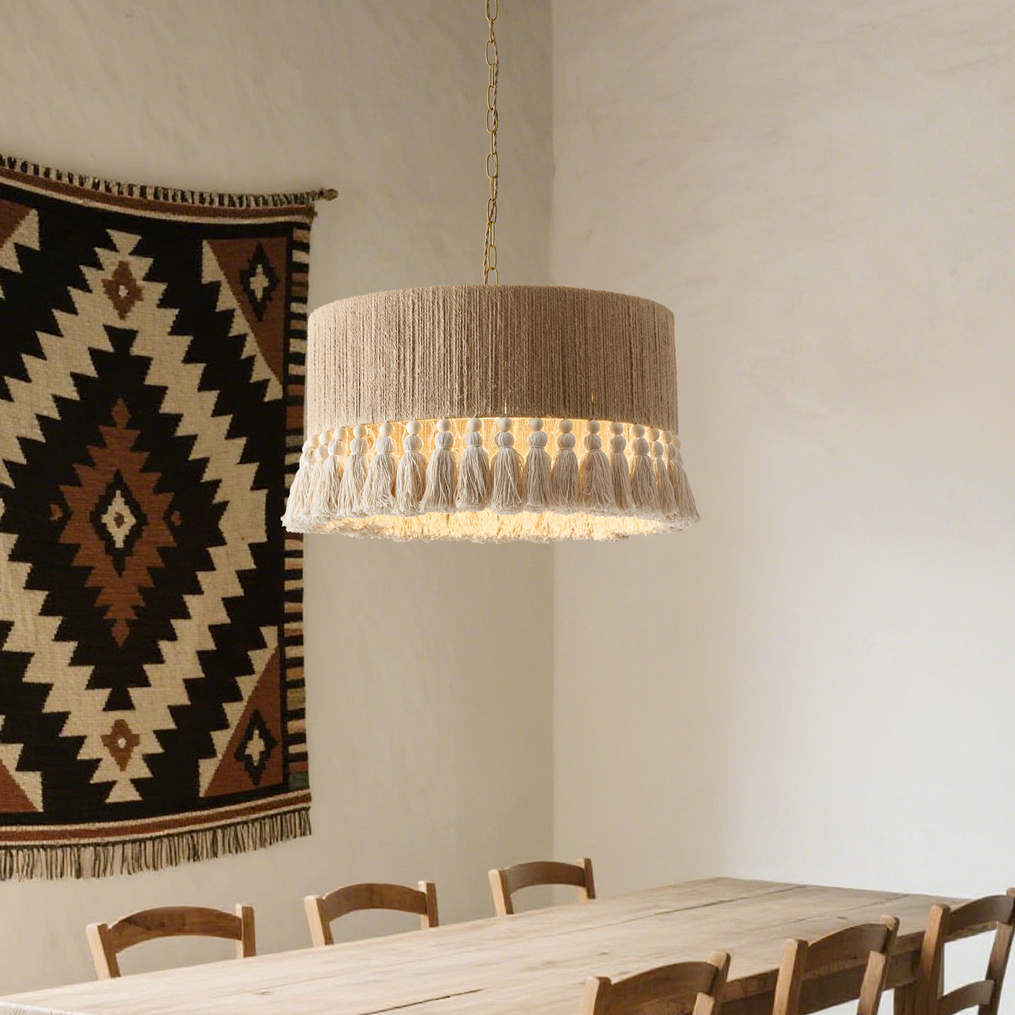 法式复古波西米亚中古麻绳流苏吊灯创意卧室餐厅装饰艺术灯,淘宝优惠券,粉丝福利购,淘宝优惠卷