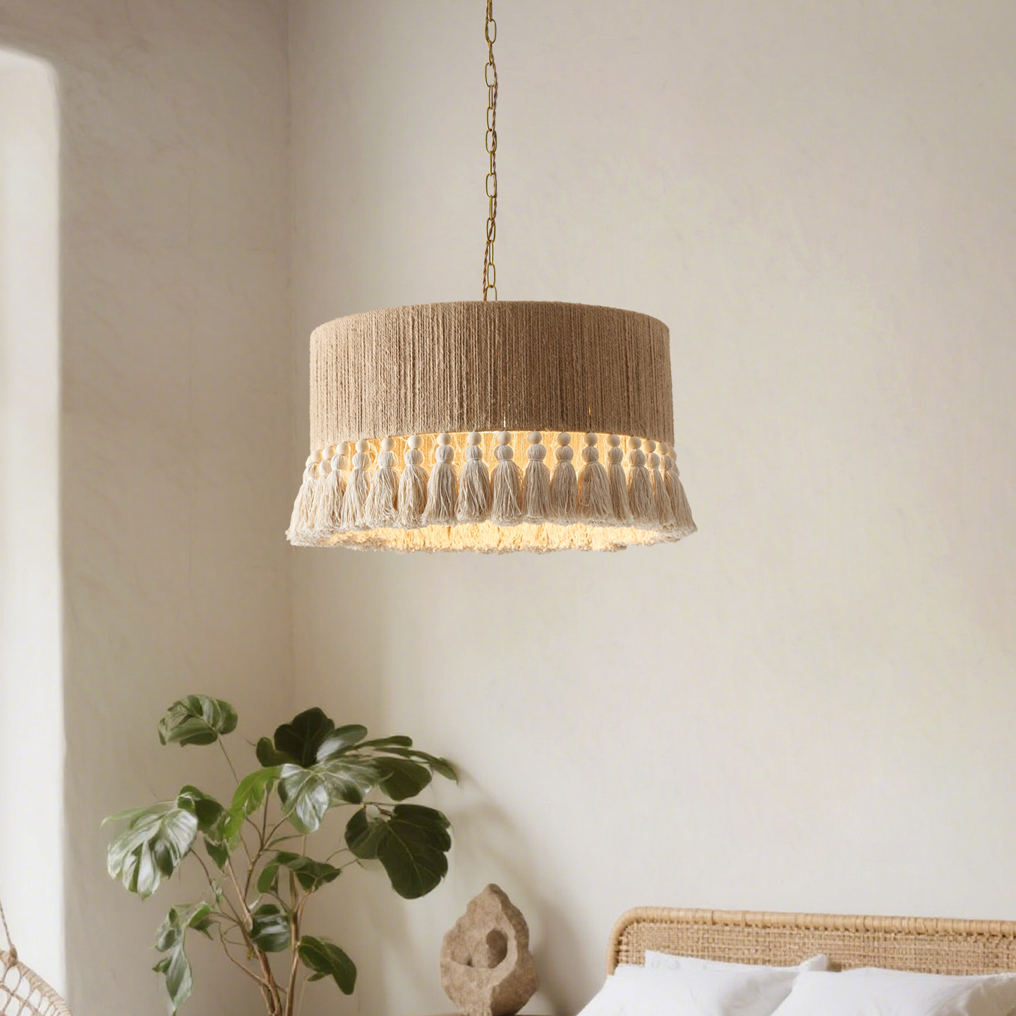 法式复古波西米亚中古麻绳流苏吊灯创意卧室餐厅装饰艺术灯,淘宝优惠券,粉丝福利购,淘宝优惠卷