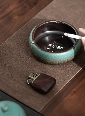 绿釉陶瓷烟灰缸茶几茶桌