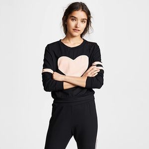 清仓现货 Only Hearts粉桃心竖条黑色套头卫衣收脚七分裤睡套装女