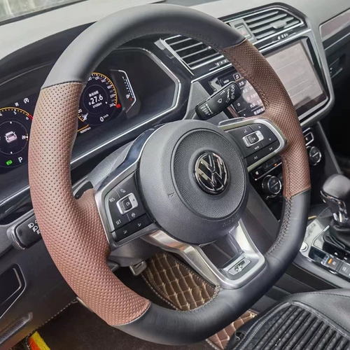 大众 Чехол на руль Golf 7 Tanyue R-Line, натуральная кожа. Чехол на руль Touron X Lingdu GTS, прошитая вручную специальная модель.