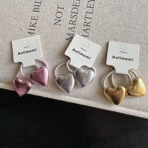 亮皮爱心儿童扎头发发圈 韩版洋气宝宝皮筋 女童发绳 头饰发饰 - 图1