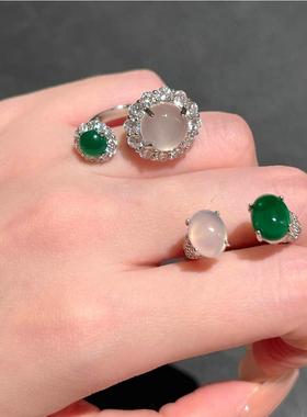 荔枝冻白玉髓富贵花蛋形宝石手链 水灵水灵 妃子笑白玉髓花朵项链