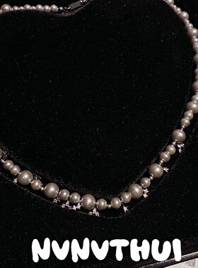 珠宝真多麻色气泡星云点钻项链宴会高定澳白色小米珠闪钻贝珠颈链