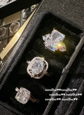 奥地利宫廷星辰宝石戒指 八心八箭 王妃水滴7克拉锆石 冰花切戒指