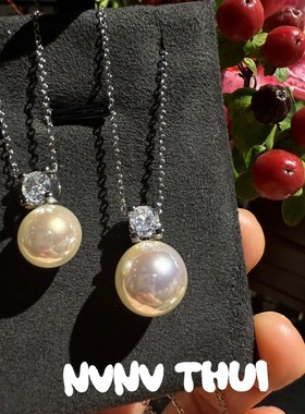 珠宝 极光天女戴妃粉光珍珠项链 塔希提 王妃气质贝珠耳环套装