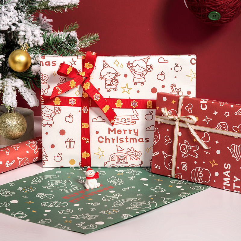 圣诞节礼品包装纸超大尺寸儿童生日礼盒包装纸高级感红色结婚圣诞礼物纸万圣节糖果花束包装纸装饰材料书皮纸