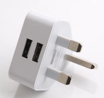 ມາດຕະຖານອັງກິດ plug dual port USB ໂທລະສັບມືຖືແທັບເລັດ 5V 2A ຮ່ອງກົງສະບັບມາເລເຊຍສິງກະໂປ