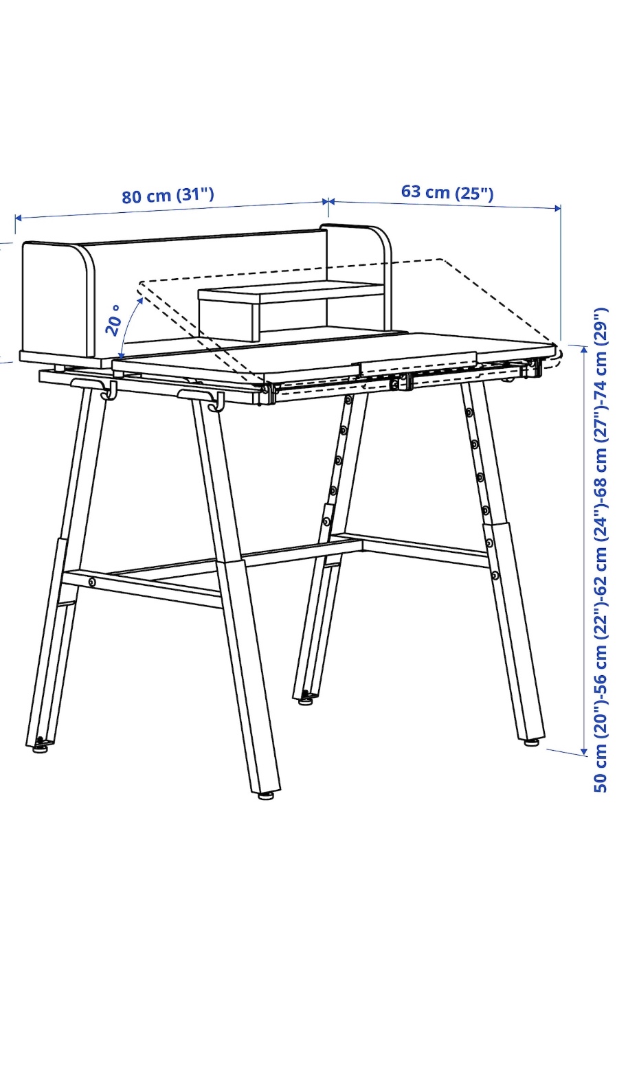 GW宜家新品儿童书桌椅皮莱卡书桌80*63学习桌可调整宜家正品代购