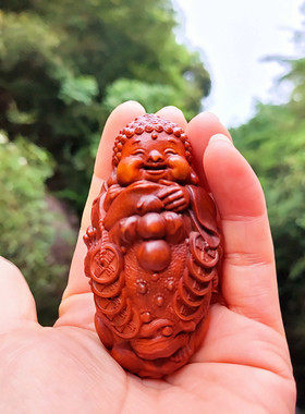 手把件刘海戏金蟾黄杨木仿古文玩