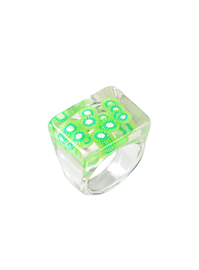 日韩风透明干花水果树脂复古戒指