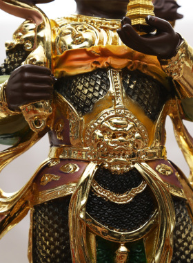 厂家直销树脂古彩托塔李天王佛像