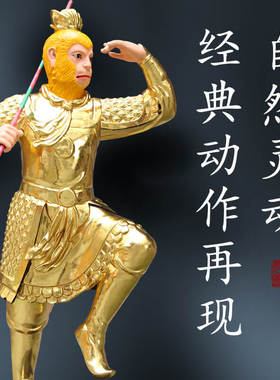 寺庙供奉齐天大圣孙悟空西游记师徒四人唐僧猪八戒金色站孙悟空