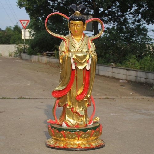 厂家直销树脂贴金童男童女1米3寺庙金童玉女佛像观音弟子善财龙女 - 图0