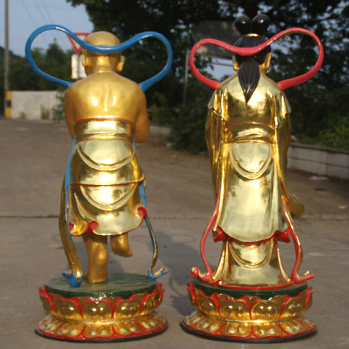 厂家直销树脂贴金童男童女1米3寺庙金童玉女佛像观音弟子善财龙女 - 图3