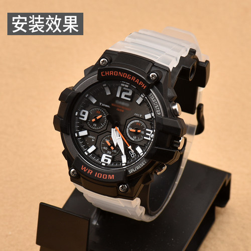 兼容卡西欧手表带男 橡胶表带MCW-100/WV-200/W-S220黑色树脂表带 - 图2