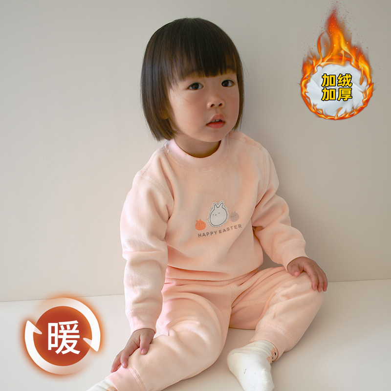 宝宝加绒衣服冬季高腰护肚分体厚内衣一周岁1岁男女婴儿保暖套装,淘宝优惠券,粉丝福利购,淘宝优惠卷