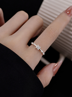 银奥女999纯银花朵爆闪小众高级