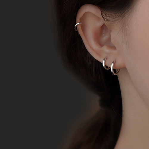 999纯银耳环女耳钉新款2026爆款耳扣小众轻奢耳圈耳骨养耳洞耳饰 - 图3