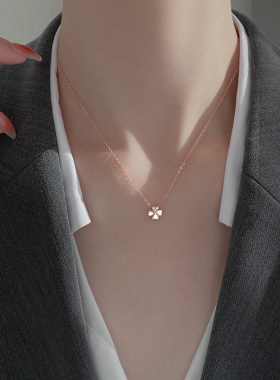 999纯银四叶草项链锁骨链