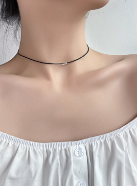 925银小方条黑绳项圈2026新款