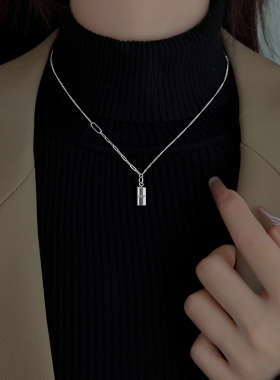 银奥925纯银女小方块项链