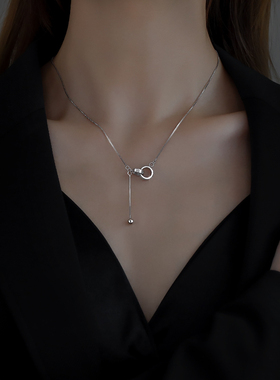 925纯银双环项链高级感锁骨链