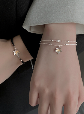 925纯银情侣手链枫叶ins