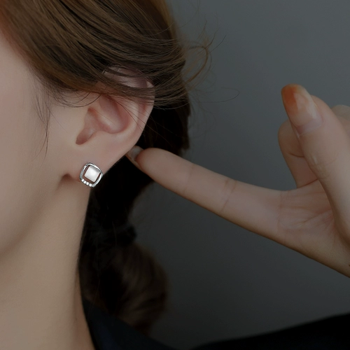 Квадратные летние изысканные серьги, серебро 925 пробы, кошачий глаз, коллекция 2022