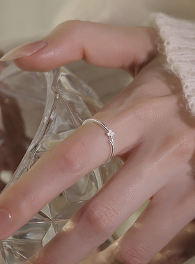 999足银小花细款极简女戒