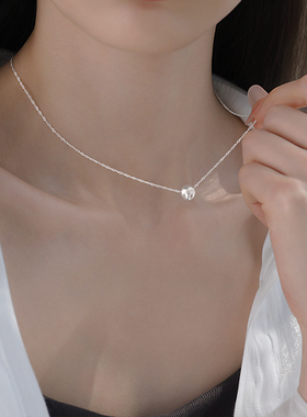 925银水波圆球锁骨链新款轻奢