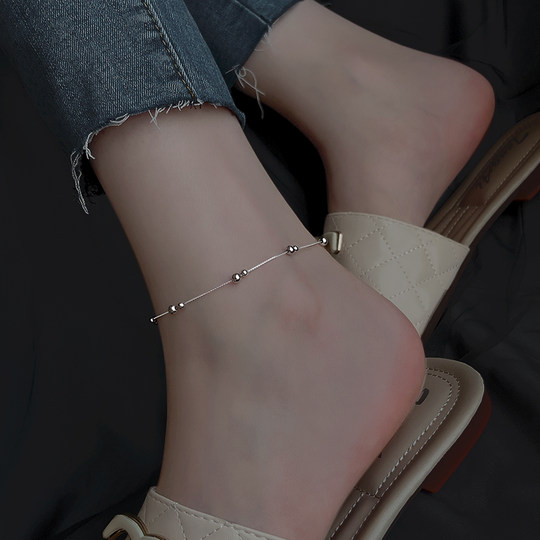 925纯银转运珠脚链女小众设计感2025新款潮高级感幸运珠足链脚饰