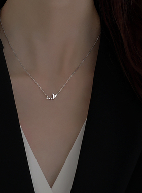 银奥925纯银十字链女蝴蝶