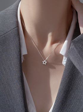 925纯银五角星吊坠项链