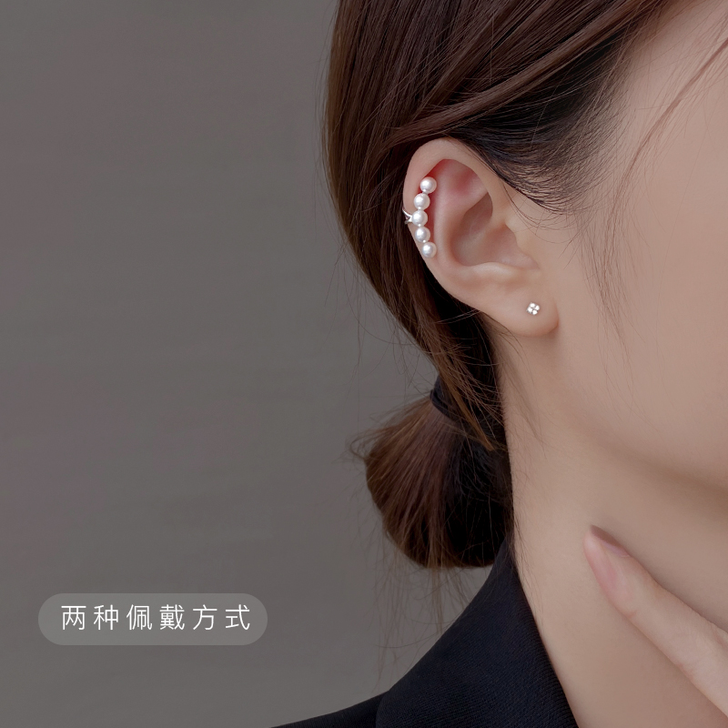 纯银珍珠耳夹女2023年新款潮2022高级感耳环无耳洞耳骨夹耳钉耳饰