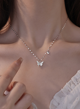 银奥999足银女生蝴蝶项链
