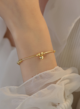 银奥925纯银金色转运珠手链