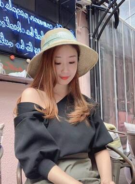 草帽时尚休闲女士遮阳防晒材料