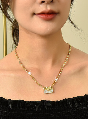 小香风项链轻奢锆石吊坠