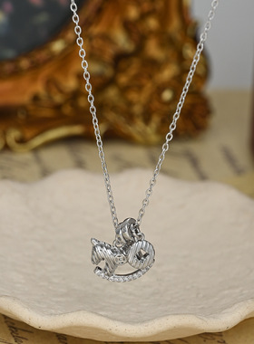 真金电镀微镶锆石气质锁骨链女2026年本命面小马项链精致百搭颈链