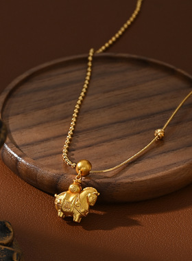 2025新款真金电镀气质锁骨链女小众设计感本命年情侣礼物小马项链