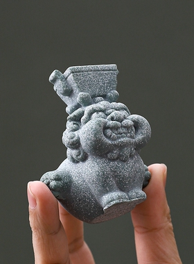 貔貅灵兽装饰摆件工艺品青砂石瑞兽鼎力香助高级感小众盆栽小饰品