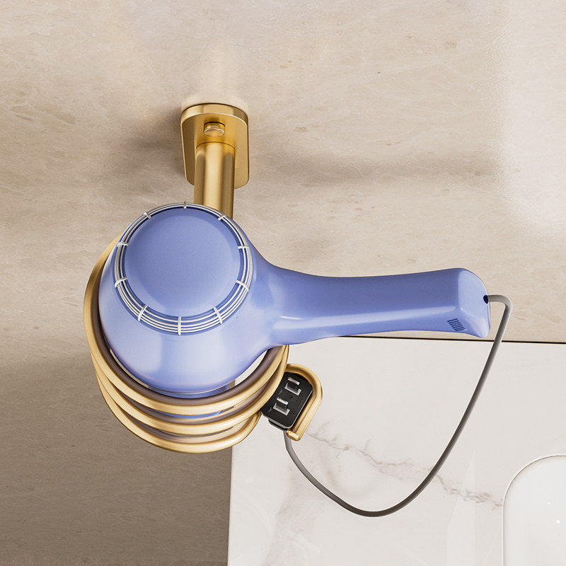 太空铝卫生间电吹风机支架老式风筒收纳架子壁挂浴室置物架免打孔,淘宝优惠券,粉丝福利购,淘宝优惠卷