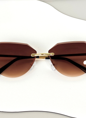 多边形无框切边时尚遮阳太阳眼镜