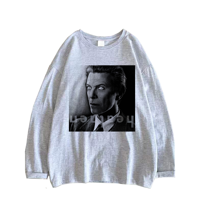 多款david bowie宝爷同款武字印花复古男女春秋长袖打底外穿T恤 - 图0