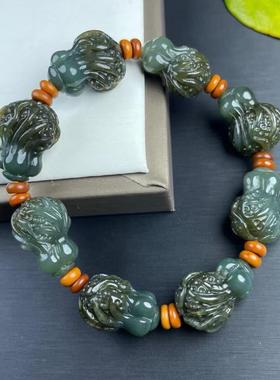 彩玉新疆貔貅手链男女款山料