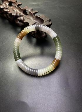 天然新疆和田玉且末料白玉多宝直切药片直径8/3MM