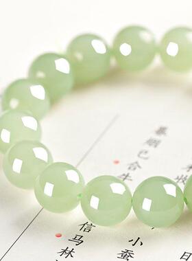 天然新疆和田玉清水料手串手链直径12MM