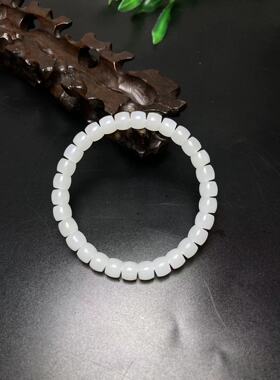 天然新疆和田玉且末料白玉直切手串手链直径7/6MM